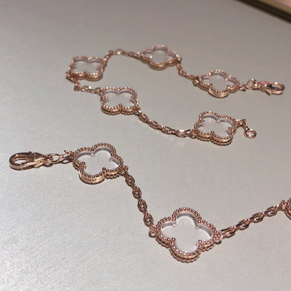 [Everoly JW] CLOVER 5 MOTIF ROCK CRYSTAL BRACELET