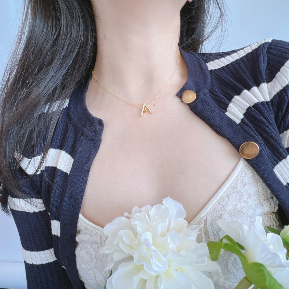 [Everoly JW]Sparkling "A" Shape Necklace