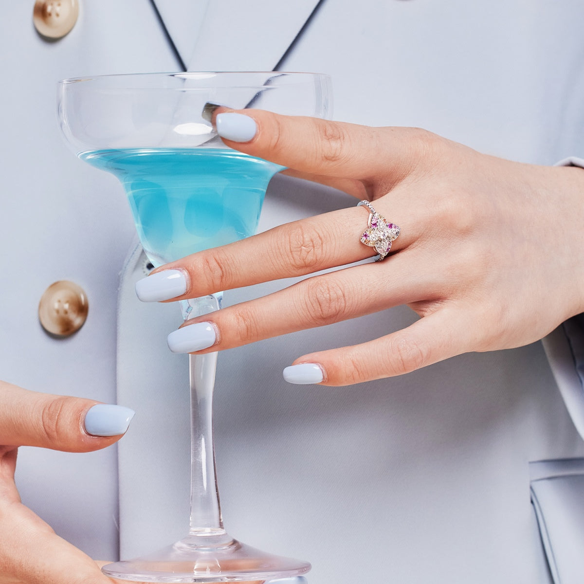 [Everoly JW]Luxurious Colorful Flower Shape Banquet Ring
