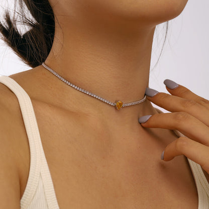 [Everoly JW]1.0 carat Unique Pear Cut Tennis Necklace