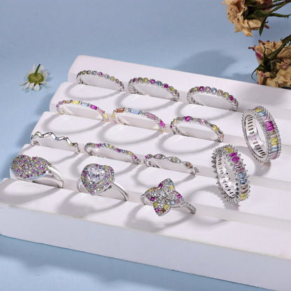 [Everoly JW]Dainty Colorful Round Cut Party Ring