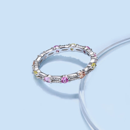 [Everoly JW]Sparkling Colorful Round Cut Tennis Ring