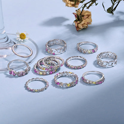 [Everoly JW]Sparkling Colorful Round Cut Tennis Ring