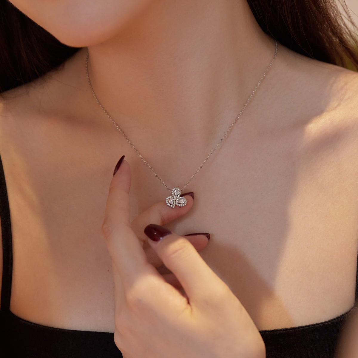 [Everoly JW]Elegant Flower Shape Pear Cut Necklace