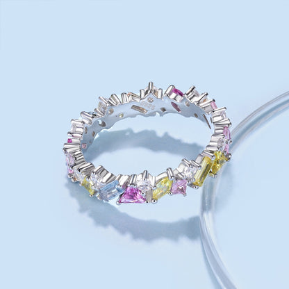 [Everoly JW]Dazzling Polychromatic Multi cut Daily Ring