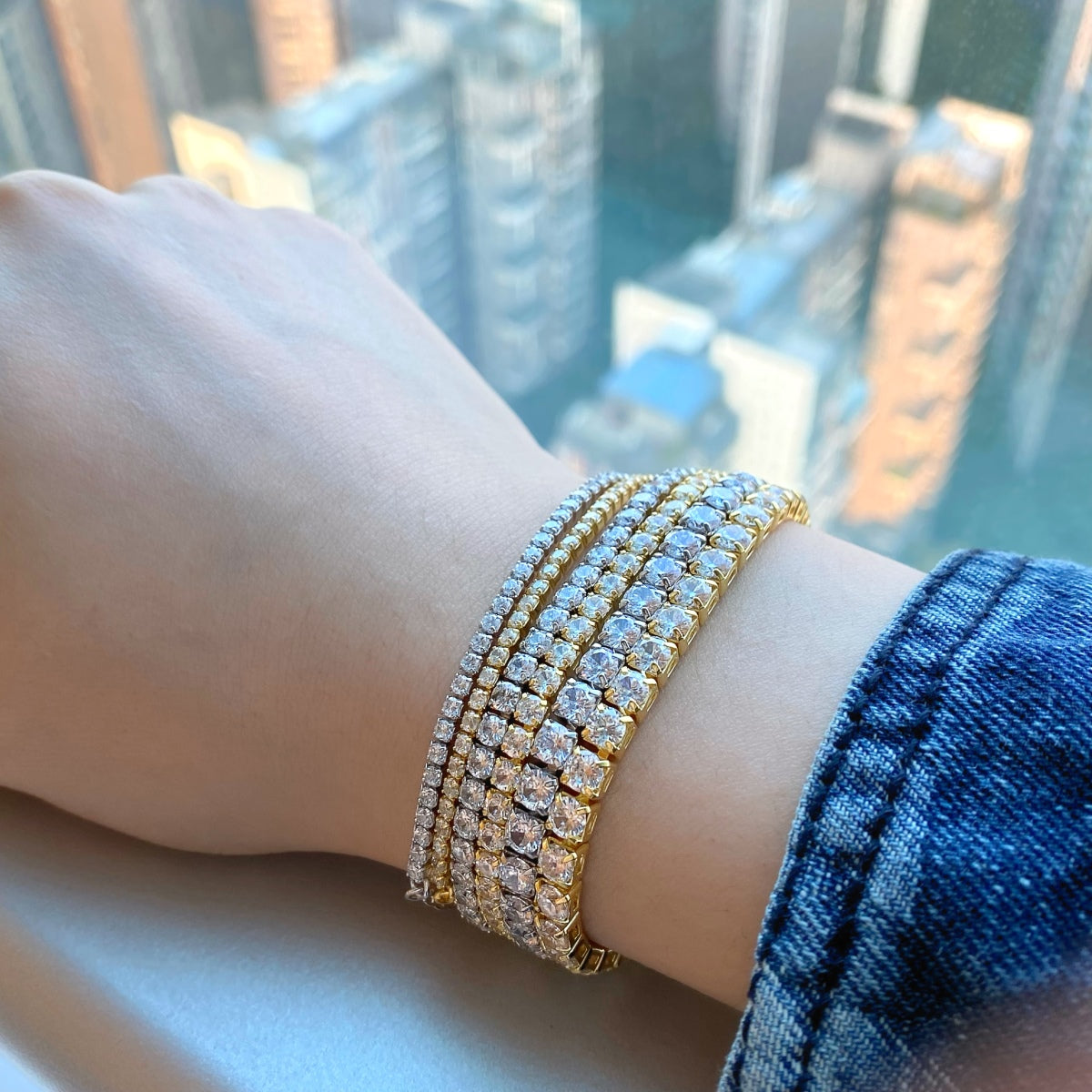 [Everoly JW]Radiant Shinning Princess Cut Tennis Bracelet