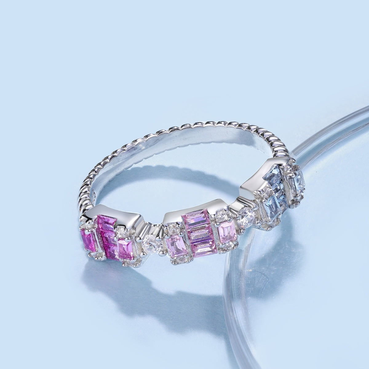[Everoly JW]Unique Colorful Emerald Cut Party Ring