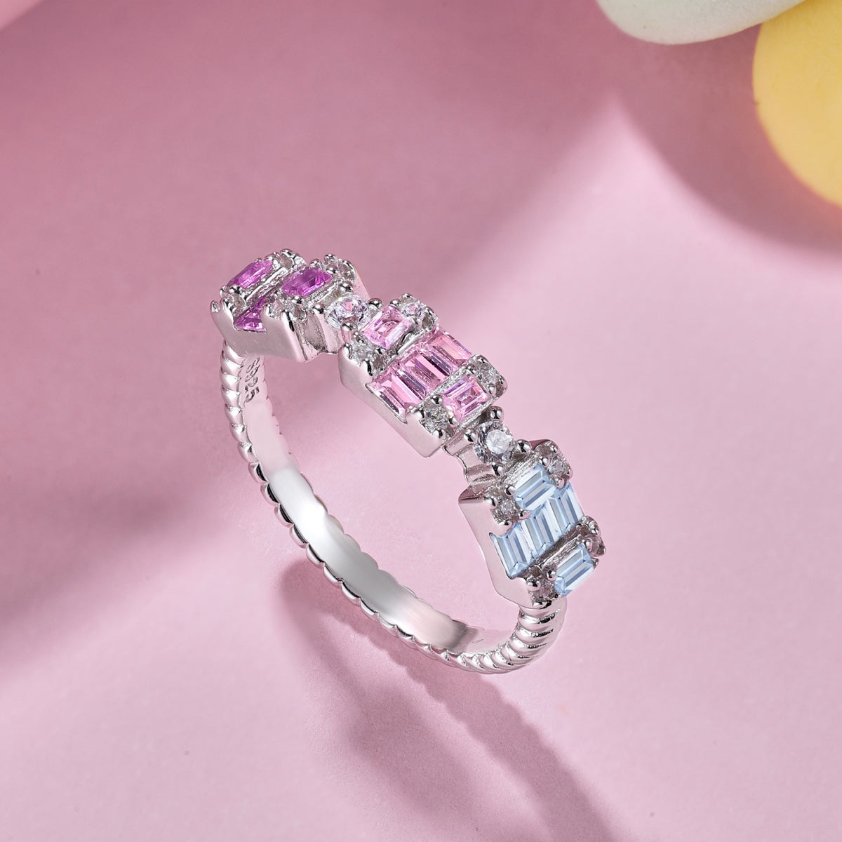 [Everoly JW]Unique Colorful Emerald Cut Party Ring