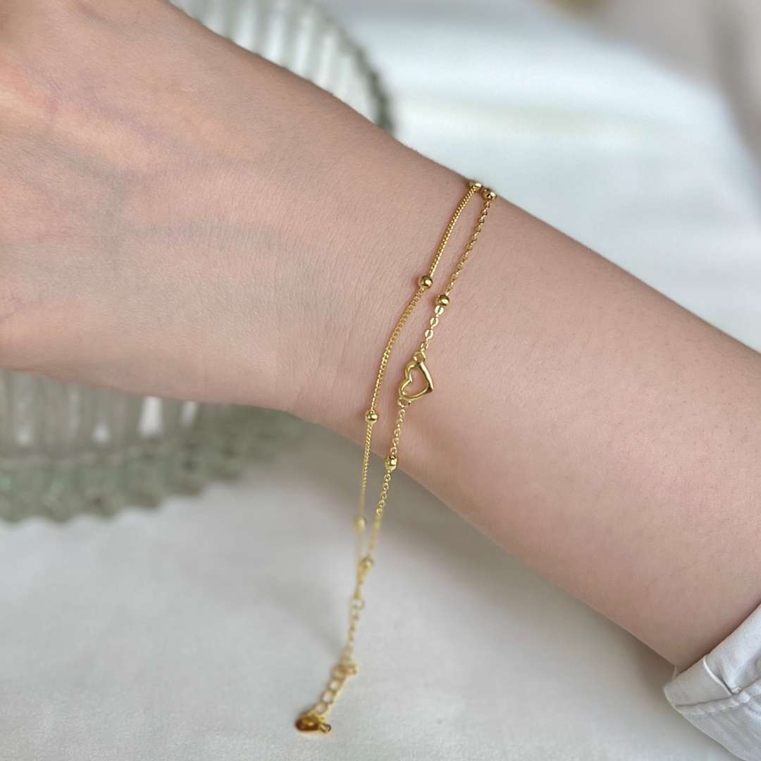 [Everoly JW]Dainty Double Layer Love Heart Bracelet