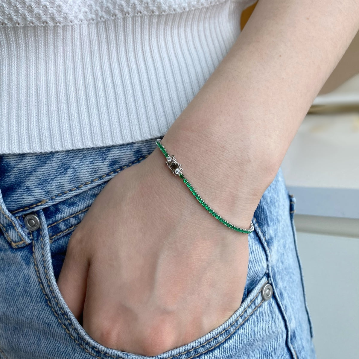 [Everoly JW]Dazzling Colorful Round Cut Daily Bracelet