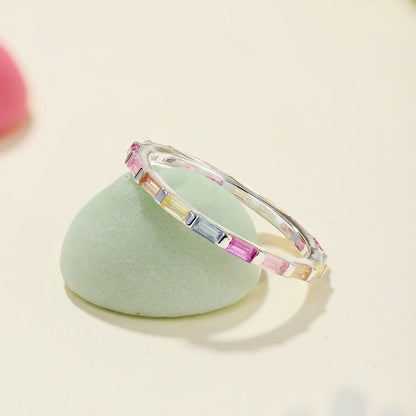 [Everoly JW]Exquisite Multicolored Emerald Cut Daily Ring