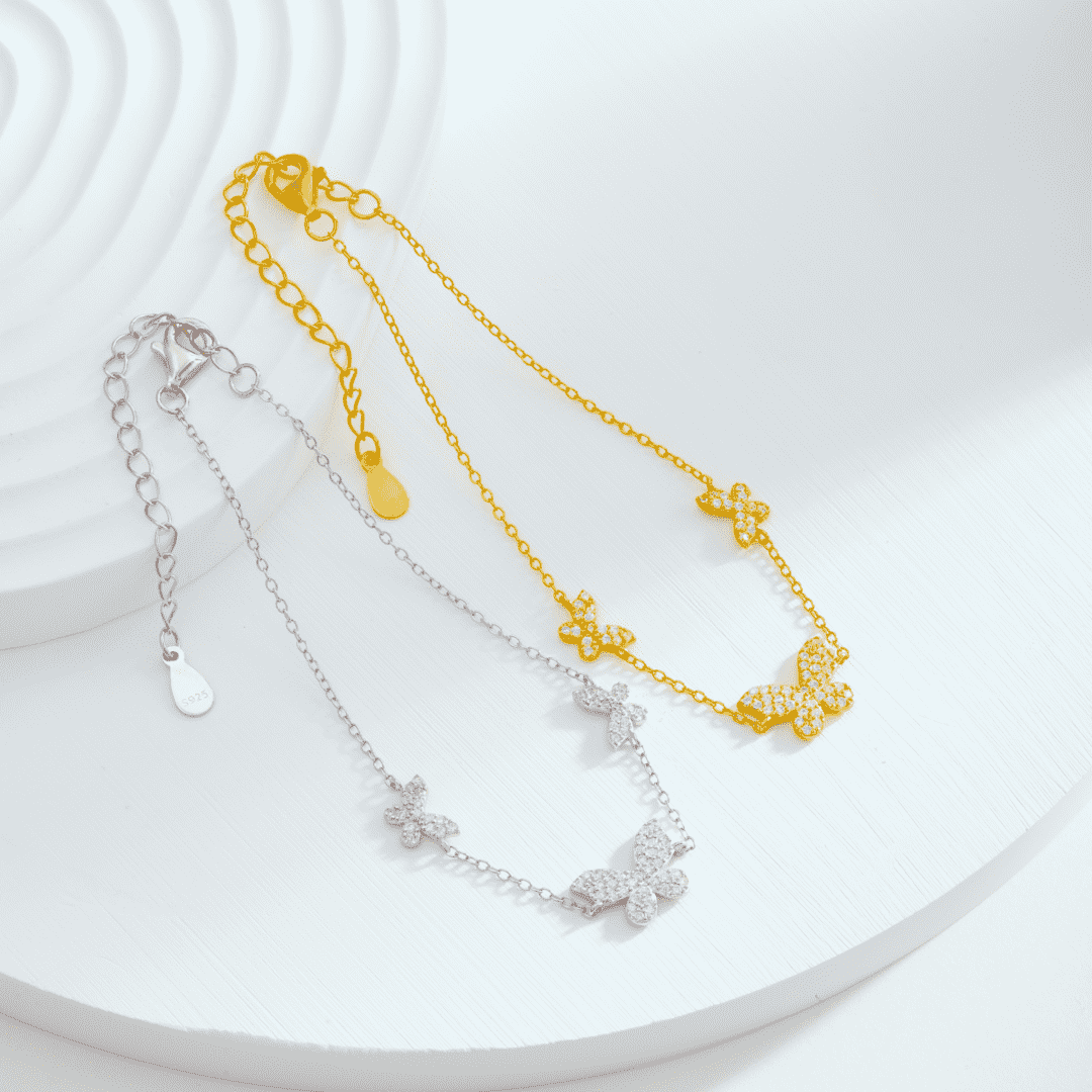 [Everoly JW]Delicate Butterfly Pendant Bracelet