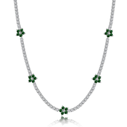 [Everoly JW]Luxurious Colorful Flower Tennis Necklace