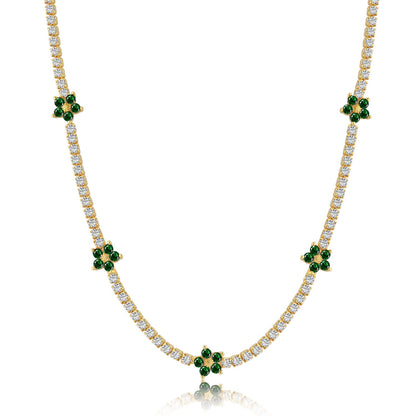 [Everoly JW]Luxurious Colorful Flower Tennis Necklace