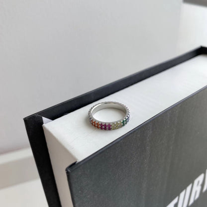 [Everoly JW]Unique Colorful Round Cut Tennis Ring