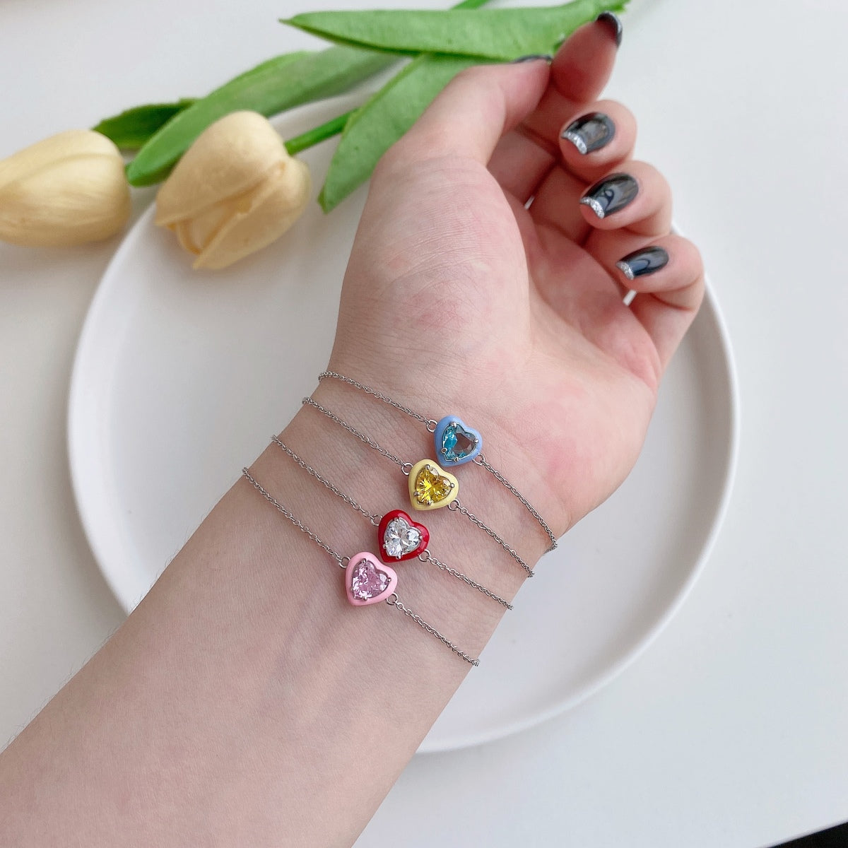 [Everoly JW]Sparkling Romantic Heart Shape Lover Bracelet