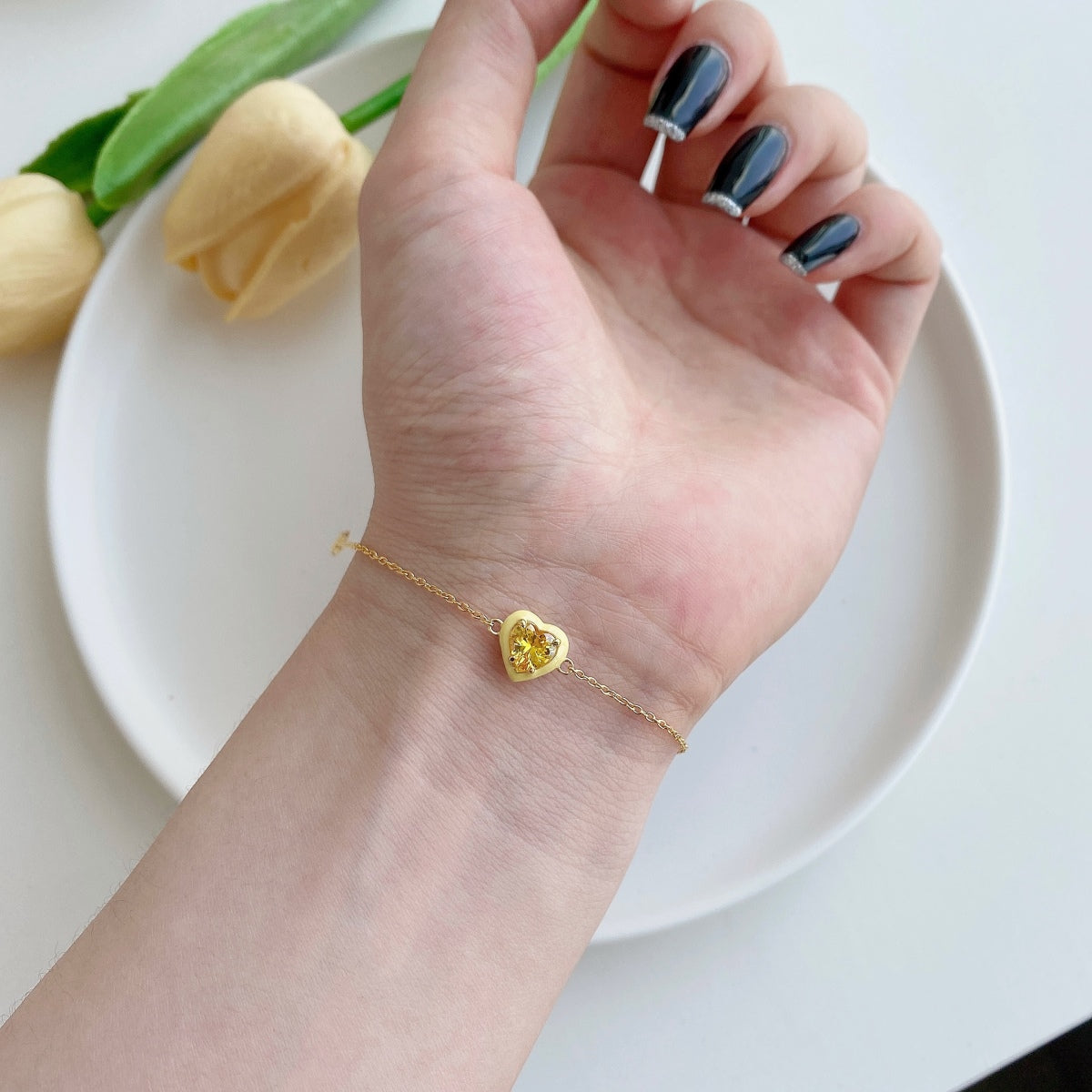 [Everoly JW]Sparkling Romantic Heart Shape Lover Bracelet