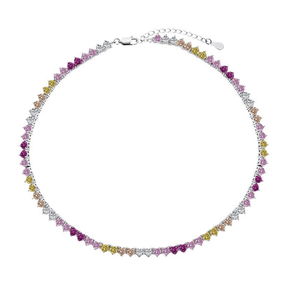 [Everoly JW]Sparkling Colorful Full Heart Tennis Necklace
