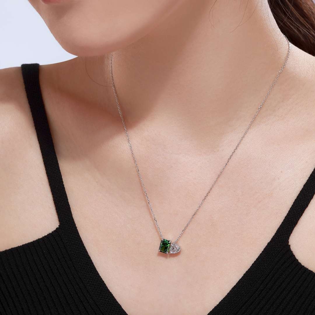 [Everoly JW]Dazzling Square & Heart Shape Necklace