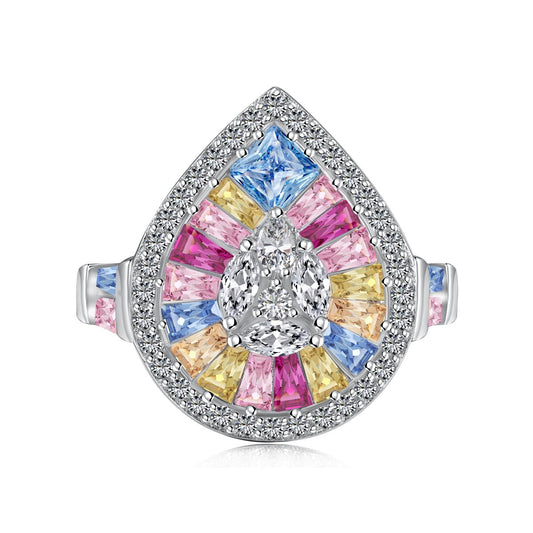 [Everoly JW]Elegant Colorful Water Drop Shape Banquet Ring