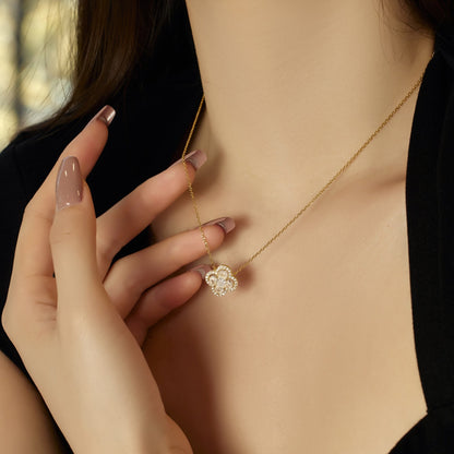 [Everoly JW]Spliced Lucky Four-Leaf Clover Versatile Necklace