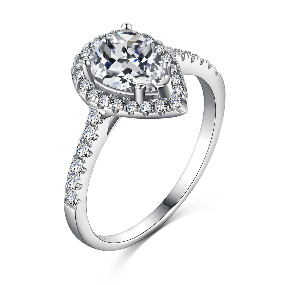 [Everoly JW]1.0 Carat Luxurious Resplendent Water Drop Shape Wedding Ring
