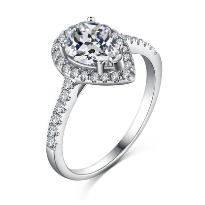 [Everoly JW]1.0 Carat Luxurious Resplendent Water Drop Shape Wedding Ring