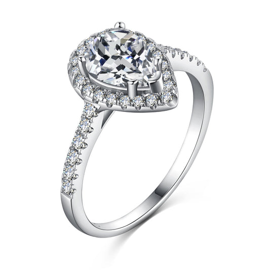 [Everoly JW]1.0 Carat Luxurious Resplendent Water Drop Shape Wedding Ring