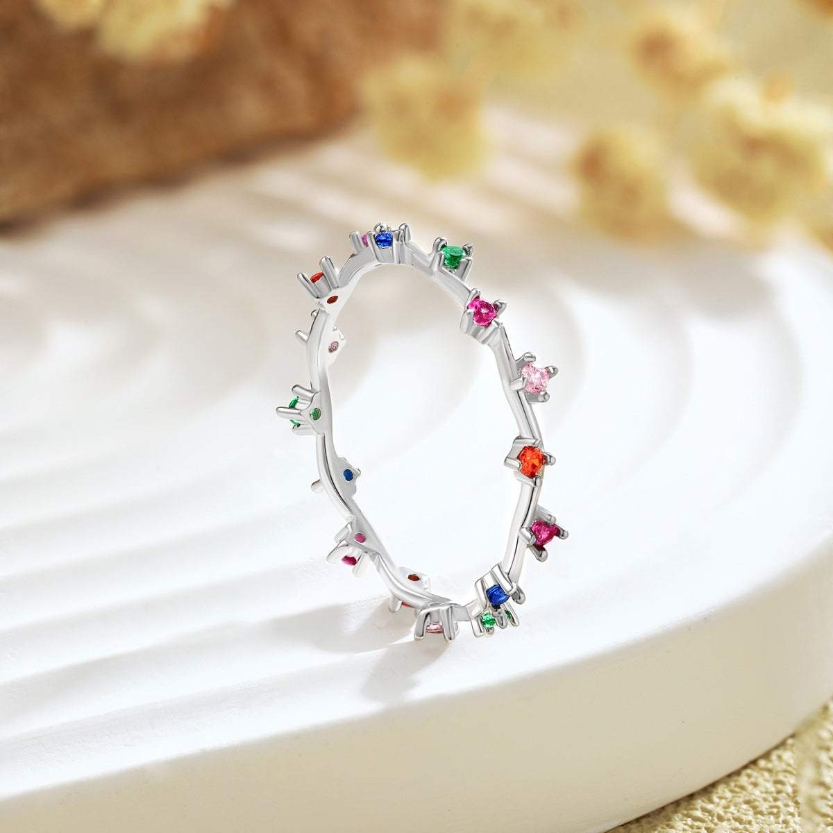 [Everoly JW]Radiant Colorful Round Cut Daily Ring