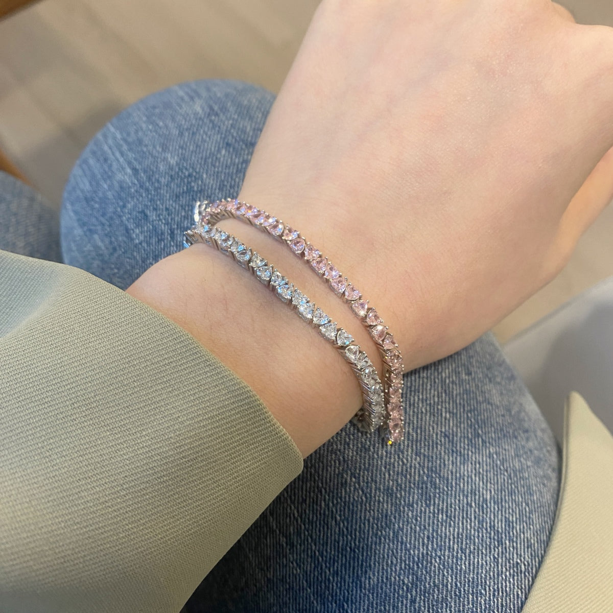 [Everoly JW]Dazzling Romantic Heart Shape Lover Bracelet
