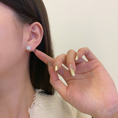[Everoly JW]Classic Round Center Stone Stud Earrings
