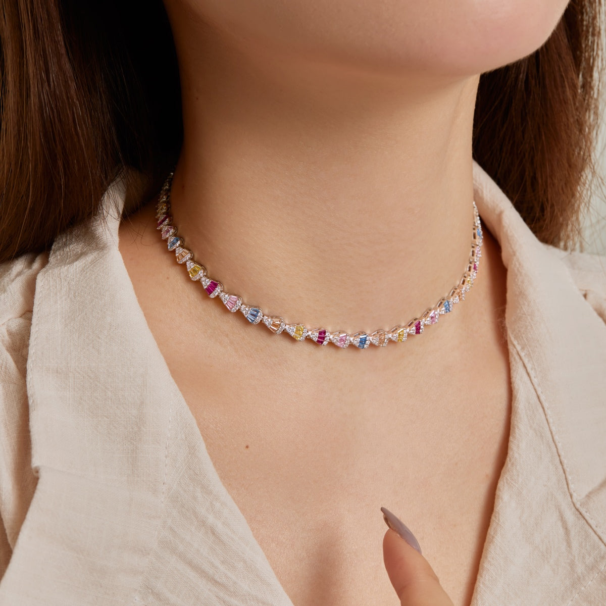 [Everoly JW]Radiant Colorful Rainbow Necklace