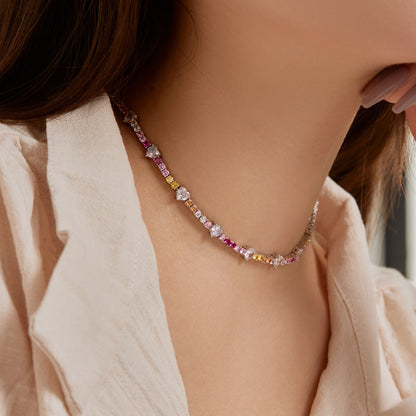 [Everoly JW]Delicate Colorful Rainbow Tennis Chain