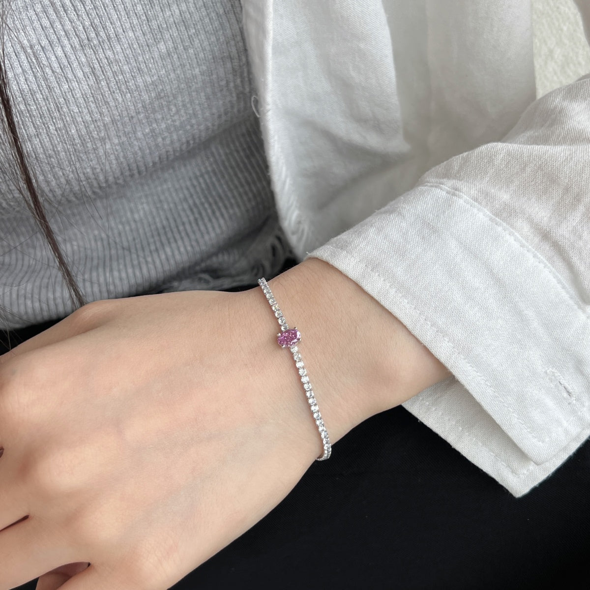 [Everoly JW]0.75 Carat Exquisite Oval Cut Daily Bracelet
