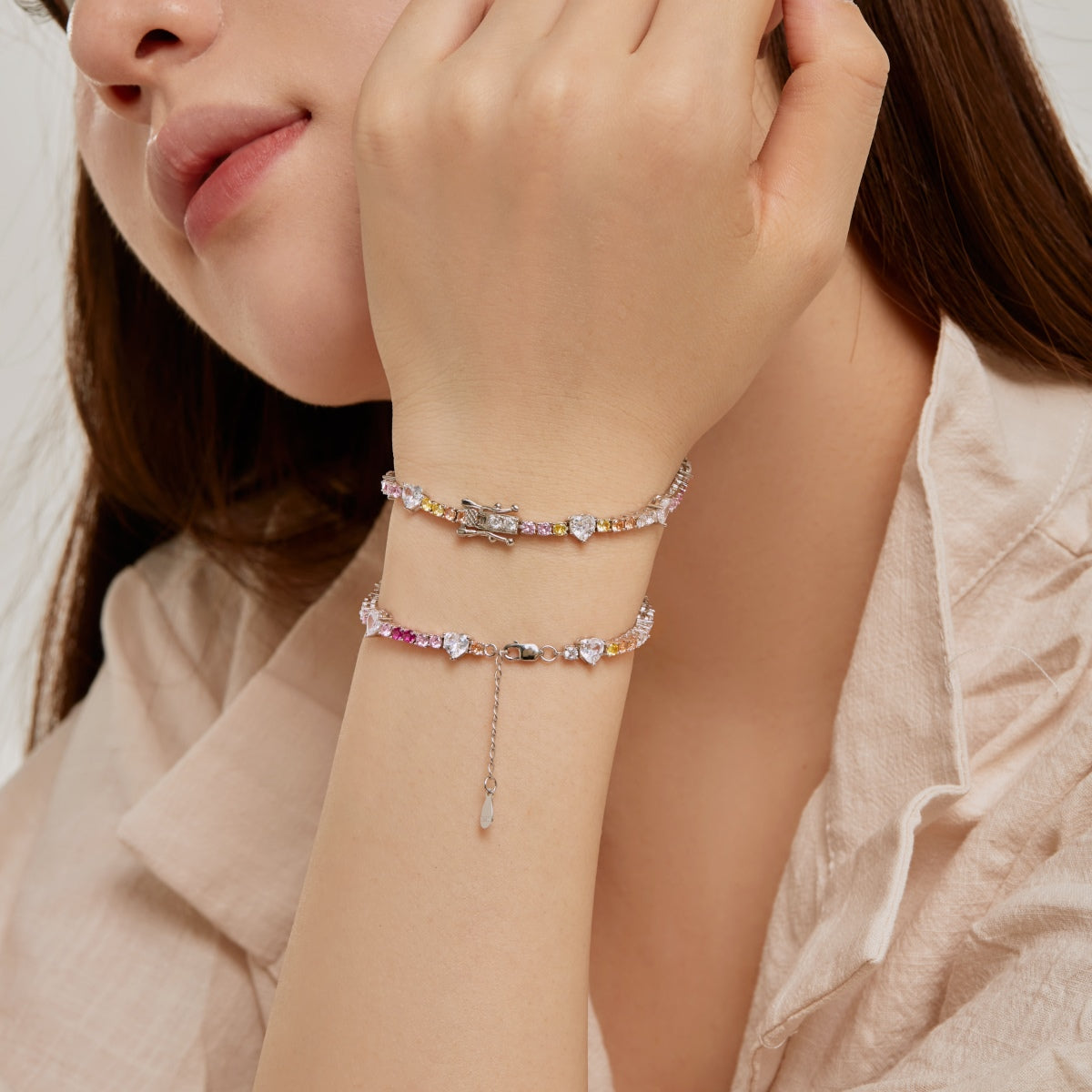 [Everoly JW]Romantic Heart Shape Round Cut Lover Bracelet
