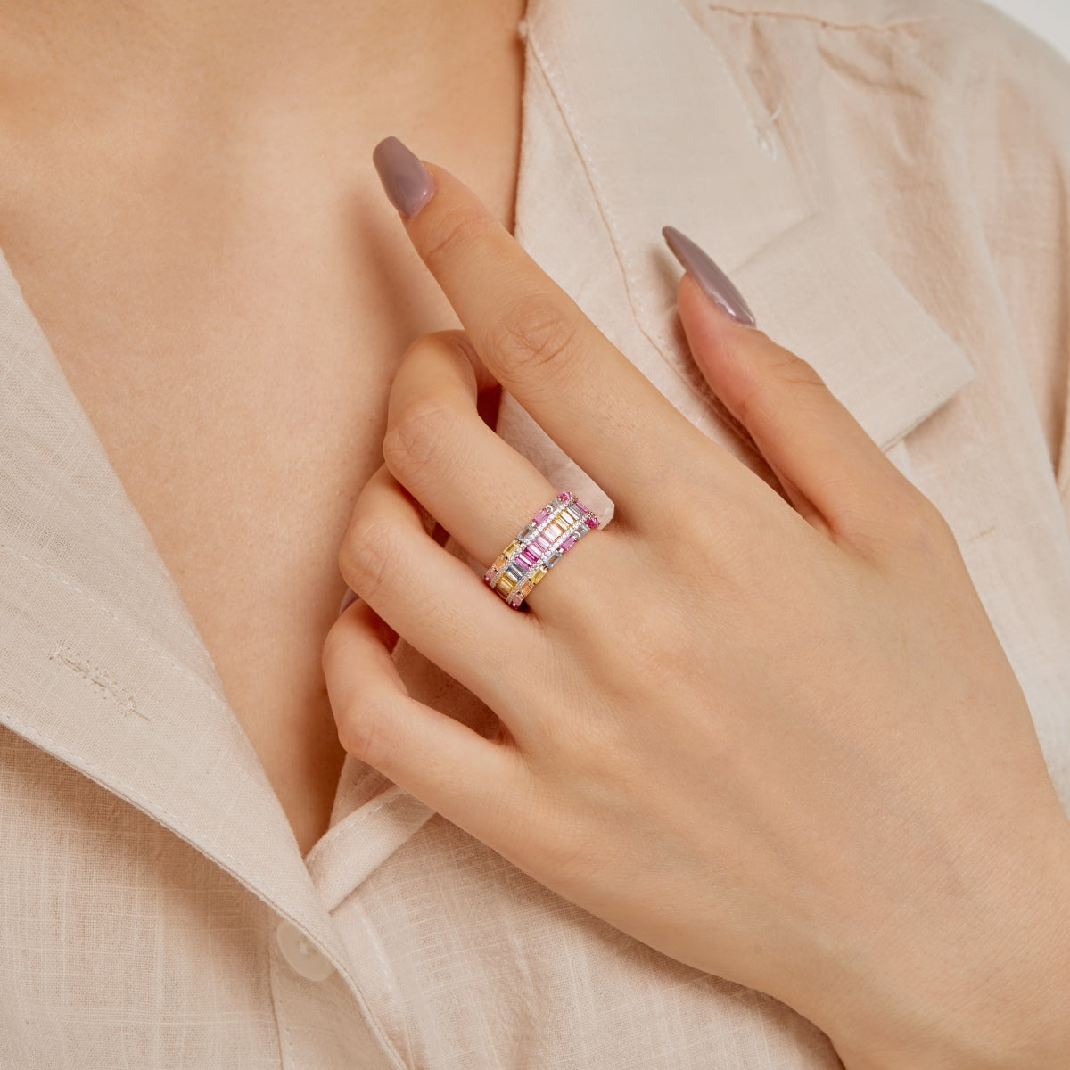 [Everoly JW]Dazzling Colorful Radiant Cut Party Ring