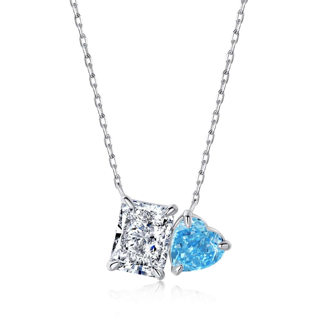 [Everoly JW]Dazzling Square & Heart Shape Necklace
