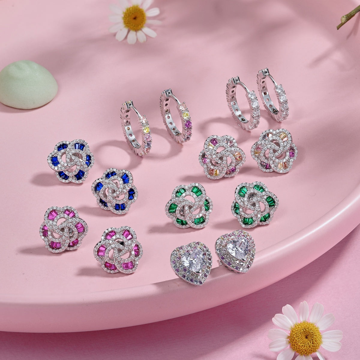 [Everoly JW]Radiant Colorful Round Cut Earrings