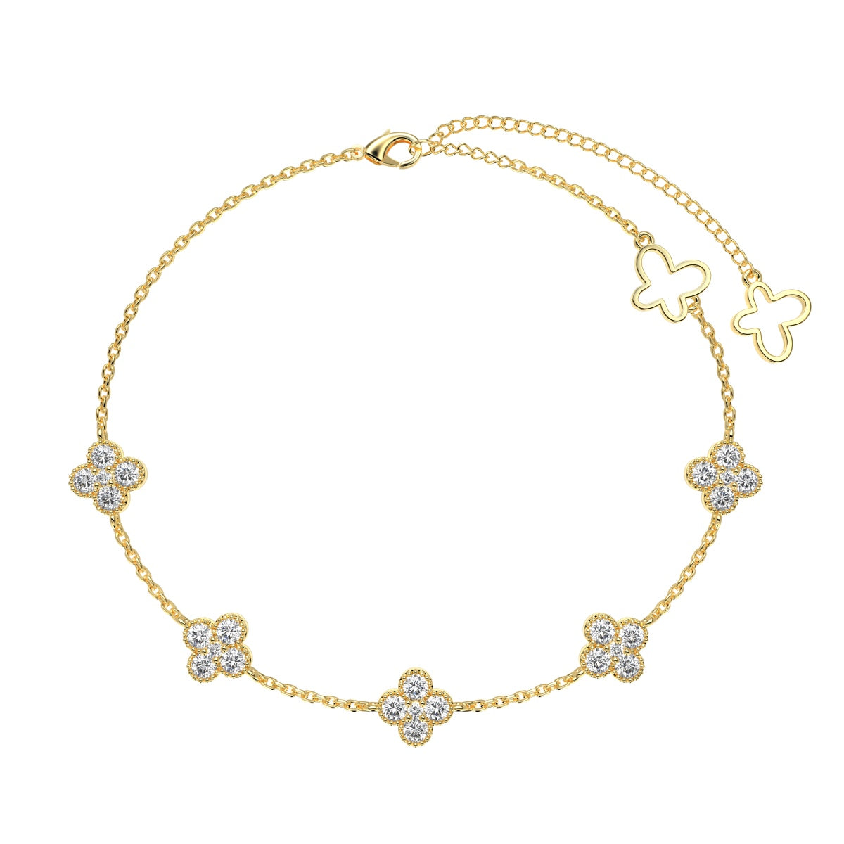 [Everoly JW]Four-Leaf Clover Hollow Butterfly Bracelet