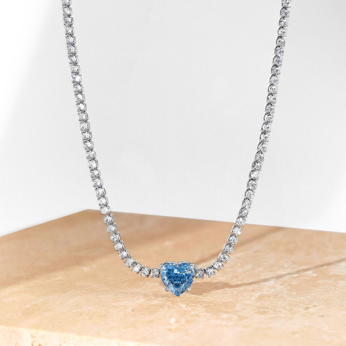 [Everoly JW]2.0 Carat Sparkling Tennis Heart Cut Necklace