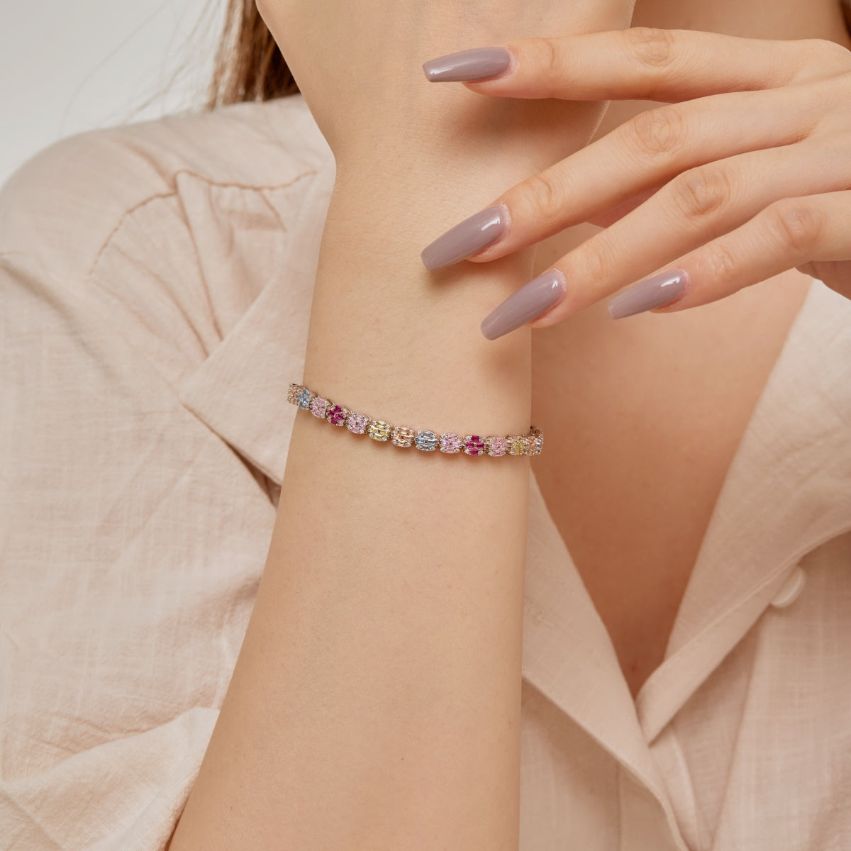 [Everoly JW]Delicate Colorful Emerald Cut Daily Bracelet