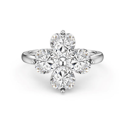[Everoly JW]Heart-shaped Four-Leaf Clover Ball Ring