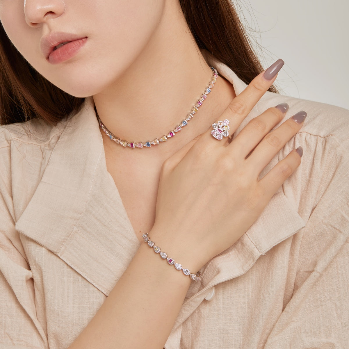 [Everoly JW]0.25 Carat Radiant Water Drop Shape Daily Bracelet