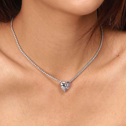 [Everoly JW]8.0 Carat Versatile Colorful Sweet Heart-Shaped Tennis Necklace