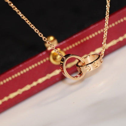 [Everoly JW]LOVE NECKLACE PINK GOLD AND SILVER