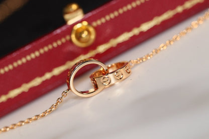 [Everoly JW]LOVE NECKLACE PINK GOLD AND SILVER