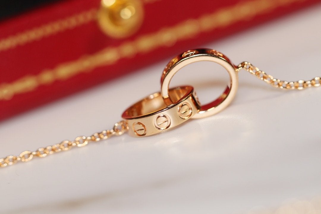 [Everoly JW]LOVE NECKLACE PINK GOLD AND SILVER