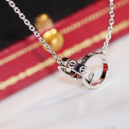 [Everoly JW]LOVE NECKLACE PINK GOLD AND SILVER