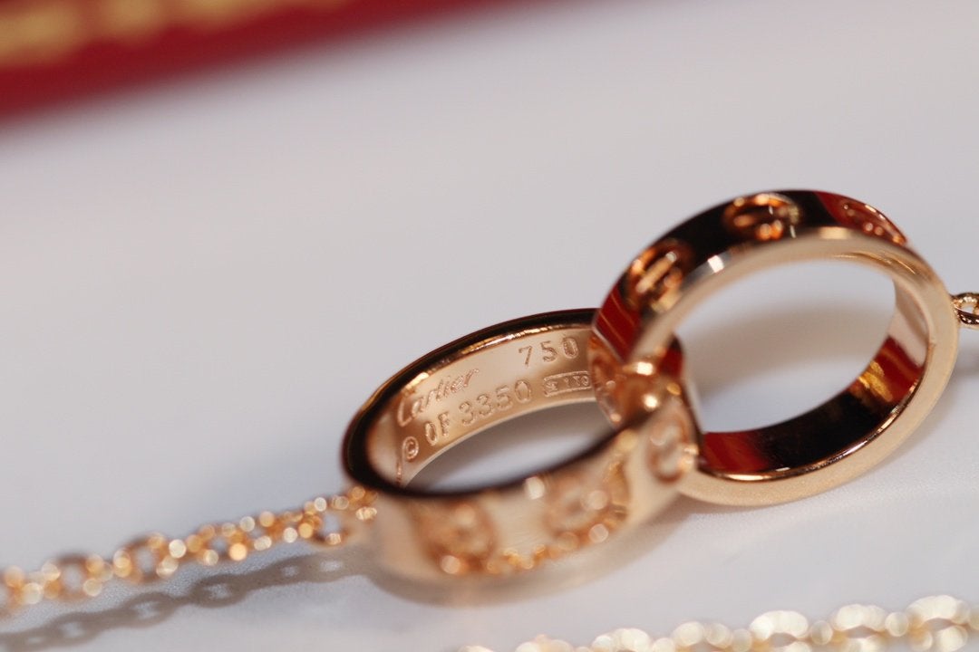 [Everoly JW]LOVE NECKLACE PINK GOLD AND SILVER