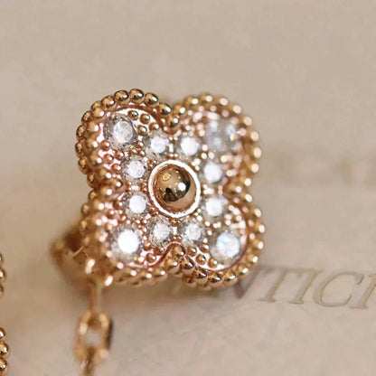 [Everoly JW]CLOVER MEDIUM 1 MOTIFS FUll DIAMOND EARRINGS